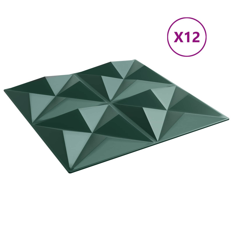 Panele ścienne 12 pcs Zielone origami 50 x 50 cm Pianka XPS