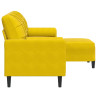3-osobowa sofa z podnóżkiem, żółta, 180 cm, aksamit