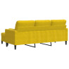 3-osobowa sofa z podnóżkiem, żółta, 180 cm, aksamit