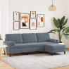 3-osobowa sofa z podnóżkiem, ciemnoszara, 210 cm, aksamit