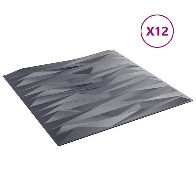 Panele ścienne 12 pcs Szary Kamień 50 x 50 cm Pianka XPS