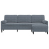 3-osobowa sofa z podnóżkiem, ciemnoszara, 210 cm, aksamit