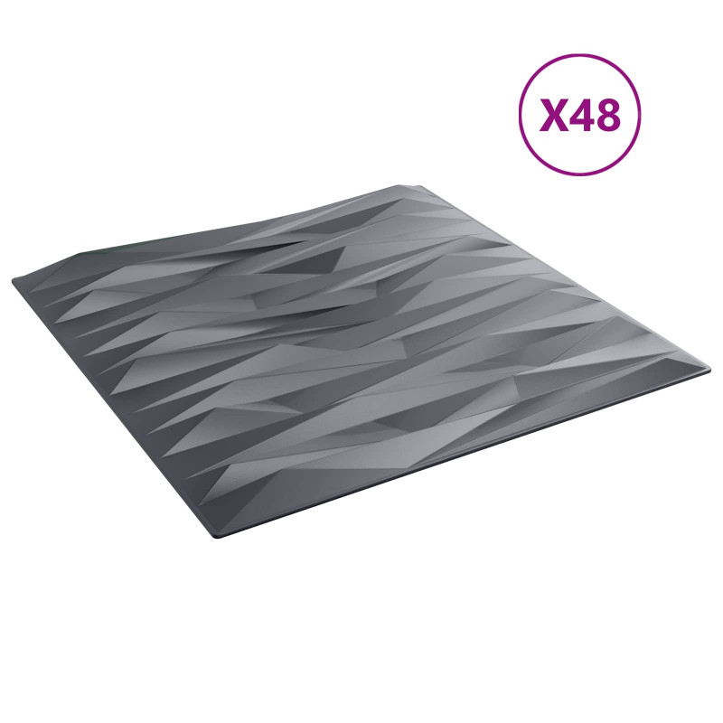 Panele ścienne 48 pcs Szary Kamień 50 x 50 cm Pianka XPS