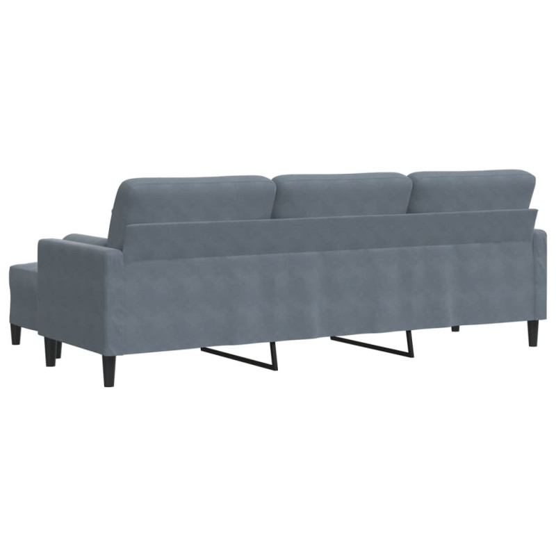 3-osobowa sofa z podnóżkiem, ciemnoszara, 210 cm, aksamit