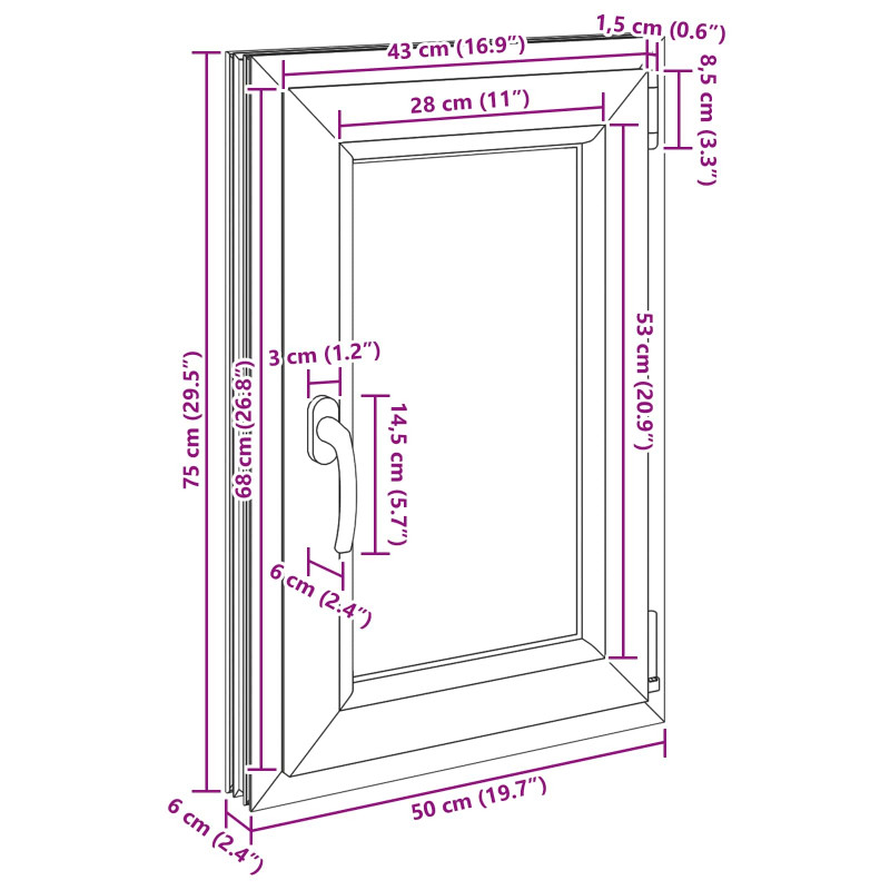 Okno piwniczne RISOR 50 x 75 cm PVC i szkło Biały