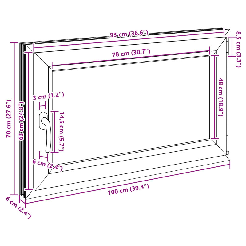 Okno piwniczne RISOR 100 x 70 cm PVC i szkło Biały