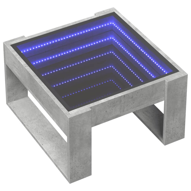 Stolik kawowy z LED Infinity, szarość betonu, 50x53x30 cm