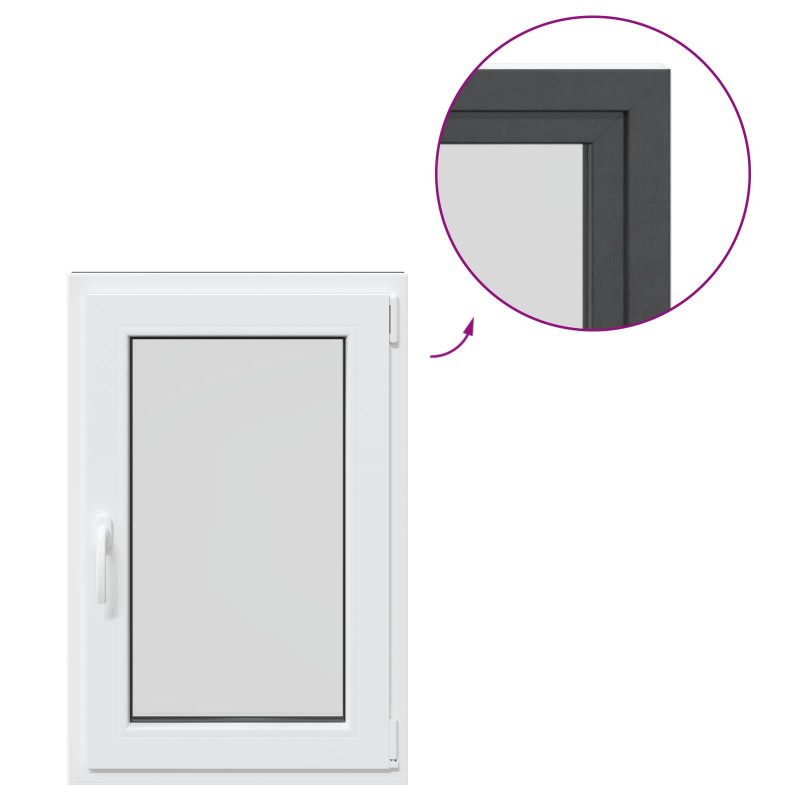 Okno piwniczne RISOR 60 x 80 cm PVC i szkło antracytowy
