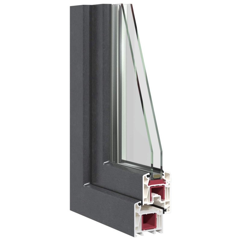 Okno piwniczne RISOR 60 x 80 cm PVC i szkło antracytowy