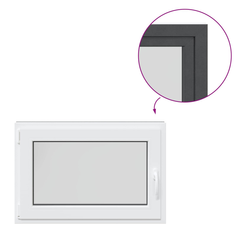 Okno piwniczne RISOR 90 x 60 cm PVC i szkło antracytowy