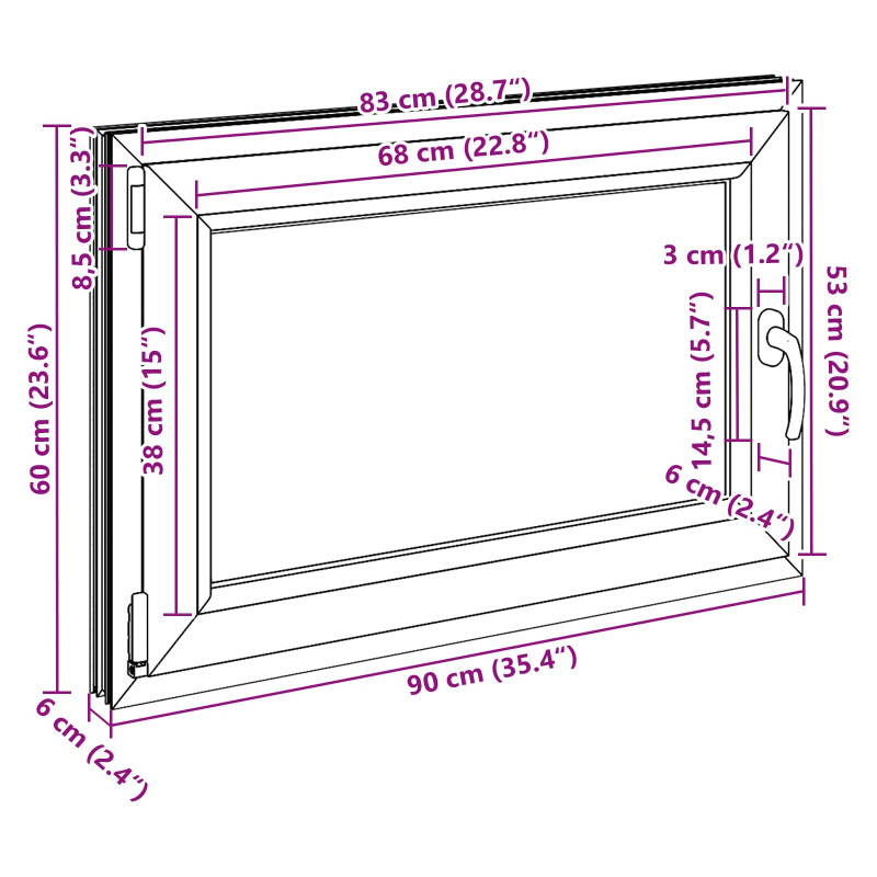 Okno piwniczne RISOR 90 x 60 cm PVC i szkło antracytowy