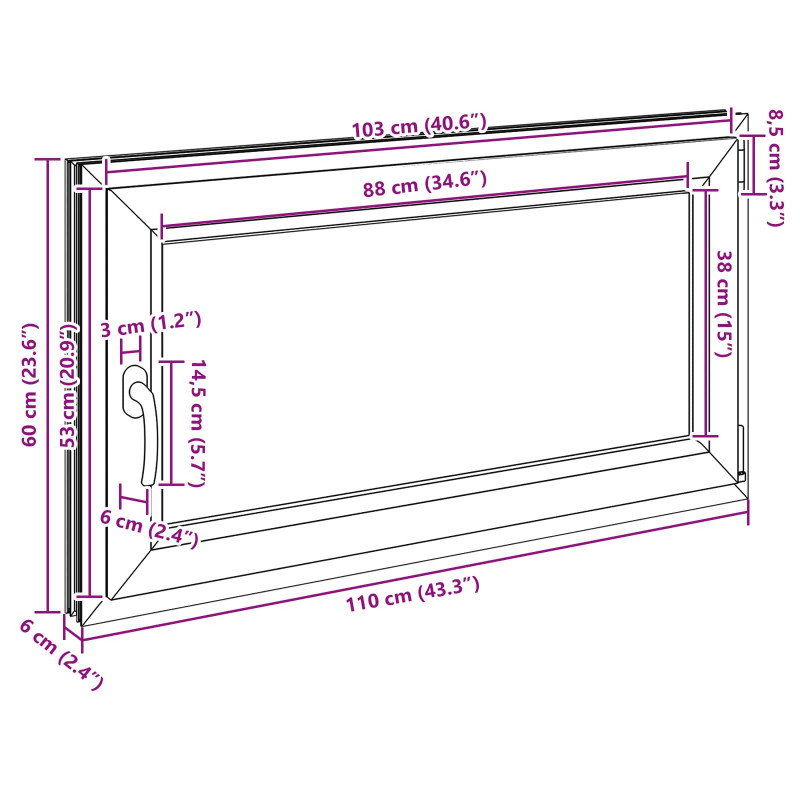 Okno piwniczne RISOR 110 x 60 cm PVC i szkło antracytowy
