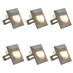 Lampy ścienne zewnętrzne LED, 6 szt., 2 W, srebrne, kwadratowe