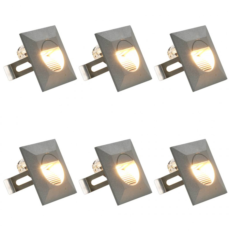 Lampy ścienne zewnętrzne LED, 6 szt., 2 W, srebrne, kwadratowe