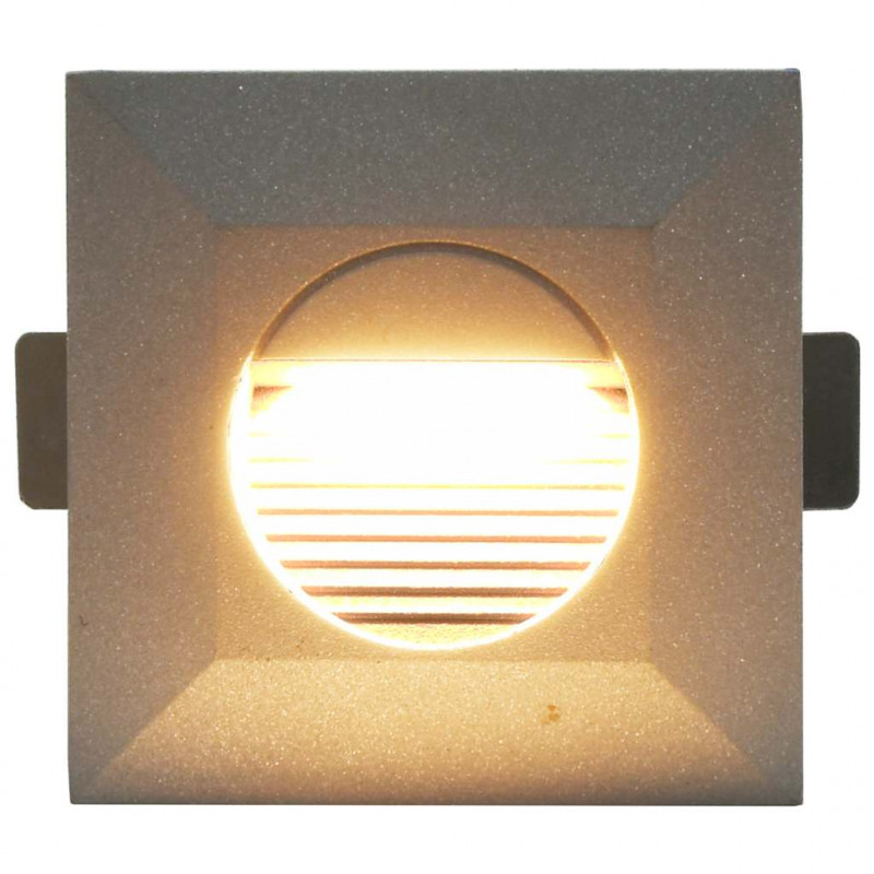 Lampy ścienne zewnętrzne LED, 6 szt., 2 W, srebrne, kwadratowe