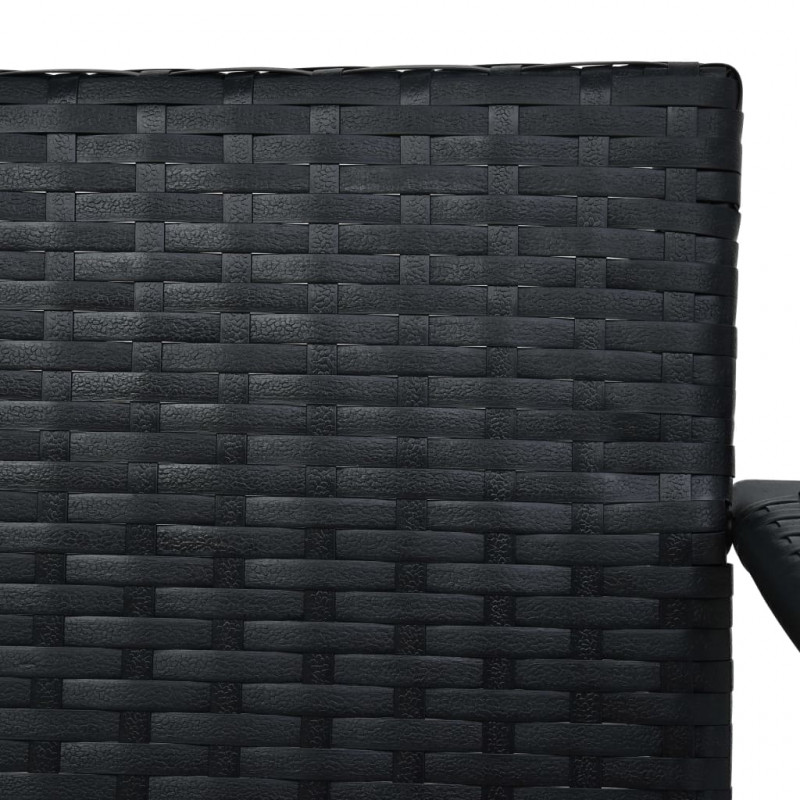 3-osobowa huśtawka ogrodowa z zadaszeniem, rattan PE, czarny