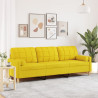 3-osobowa sofa z poduszkami, jasnożółta, 210 cm, obita tkaniną