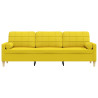 3-osobowa sofa z poduszkami, jasnożółta, 210 cm, obita tkaniną