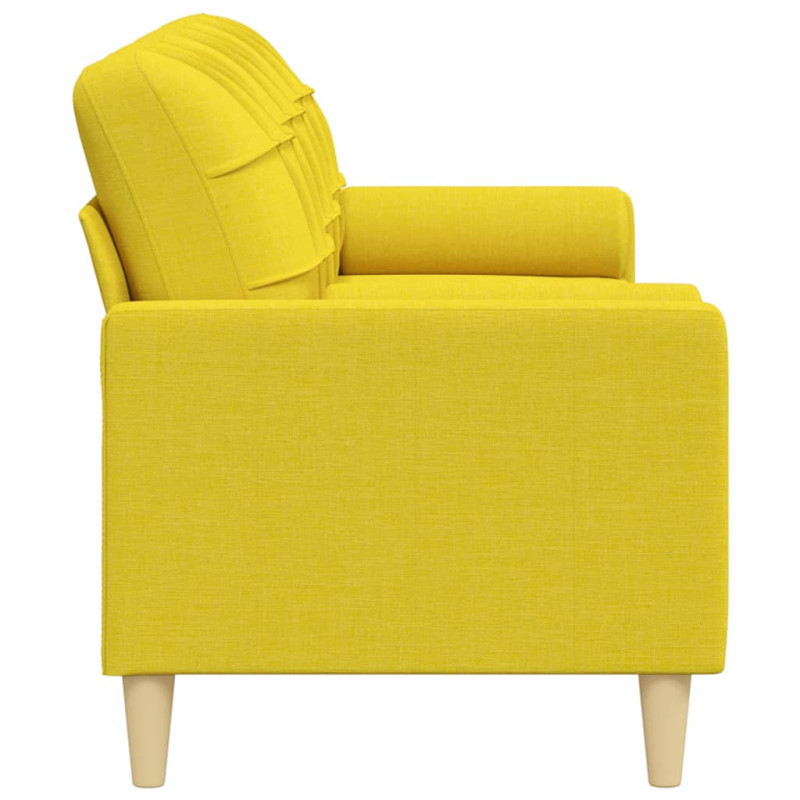 3-osobowa sofa z poduszkami, jasnożółta, 210 cm, obita tkaniną