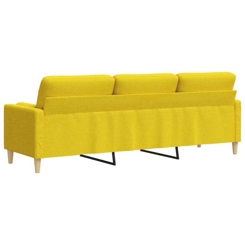 3-osobowa sofa z poduszkami, jasnożółta, 210 cm, obita tkaniną