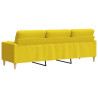 3-osobowa sofa z poduszkami, jasnożółta, 210 cm, obita tkaniną
