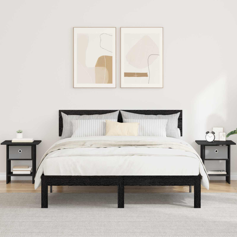 Stolik nocny z szufladą 2 pcs Czarny Dąb 41 x 40 x 45 cm