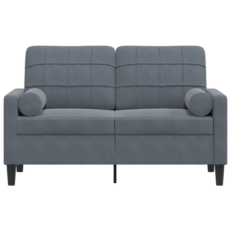 2-osobowa sofa z poduszkami, ciemnoszara, 120 cm, aksamit