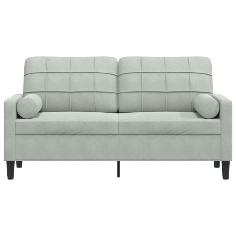2-osobowa sofa z poduszkami, jasnoszara, 140 cm, aksamit