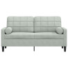 2-osobowa sofa z poduszkami, jasnoszara, 140 cm, aksamit