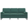 3-osobowa sofa z poduszkami, ciemnozielona, 180 cm, aksamit