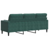 3-osobowa sofa z poduszkami, ciemnozielona, 180 cm, aksamit