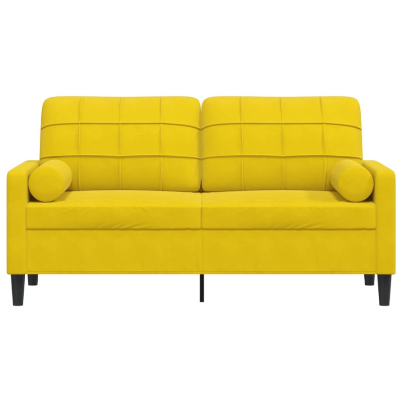 2-osobowa sofa z poduszkami, żółta, 140 cm, aksamit