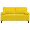 2-osobowa sofa z poduszkami, żółta, 140 cm, aksamit