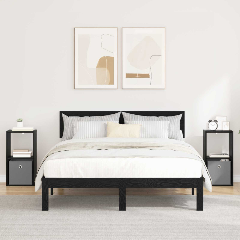 Stolik nocny z szufladą 2 pcs Czarny Dąb 30,5 x 27 x 59,5 cm