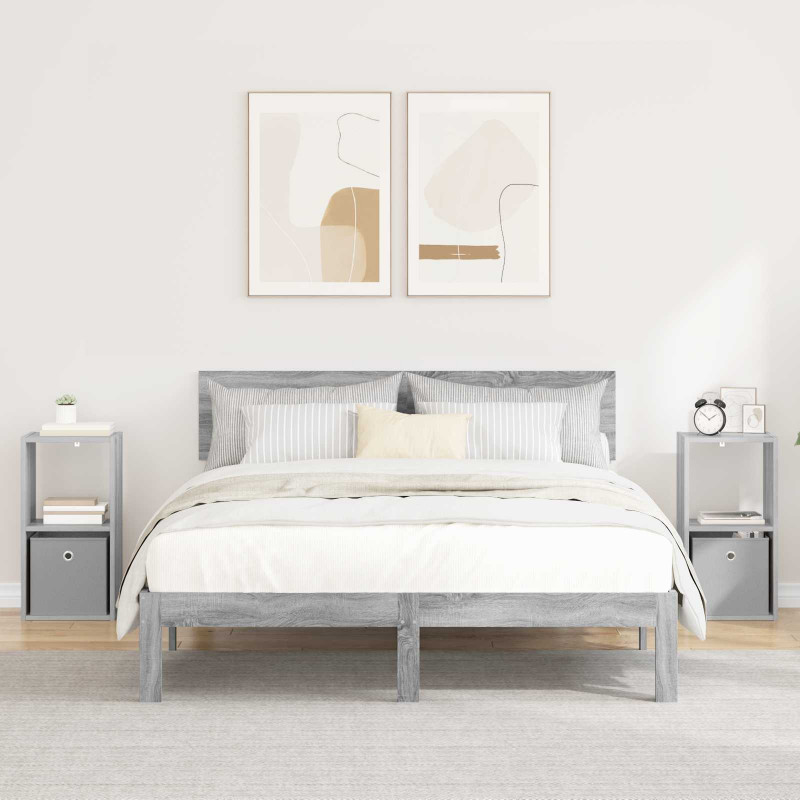 Stolik nocny z szufladą 2 pcs Szary Sonoma 30,5 x 27 x 59,5 cm