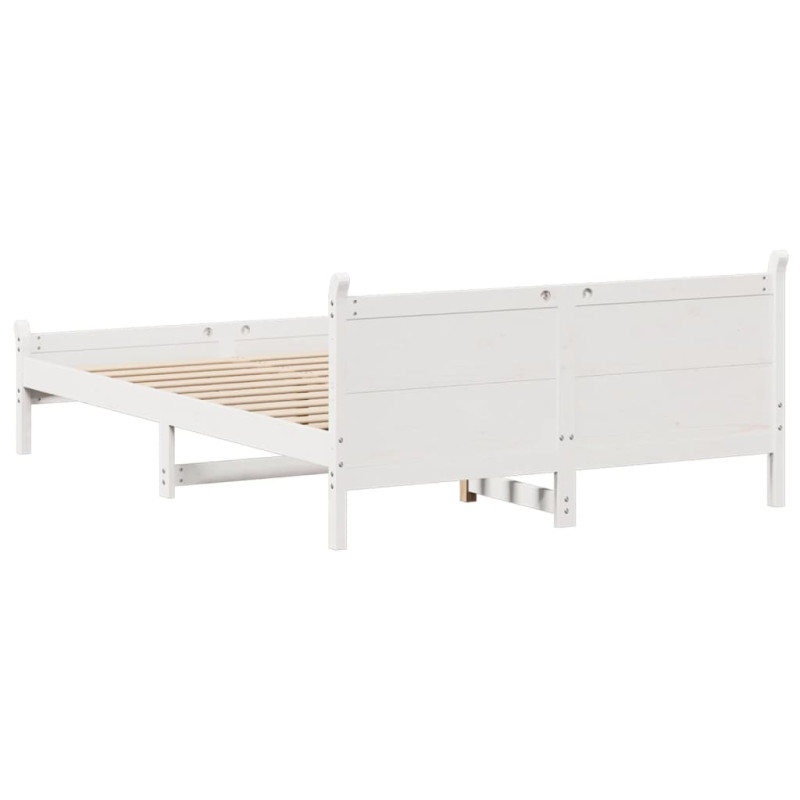 Rama łóżka bez materaca, biała, 160x200 cm, lite drewno sosnowe