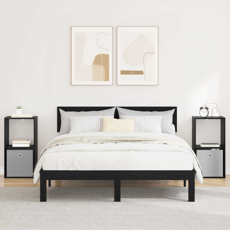Stolik nocny z szufladą 2 pcs Czarny Dąb 35 x 32 x 68,5 cm
