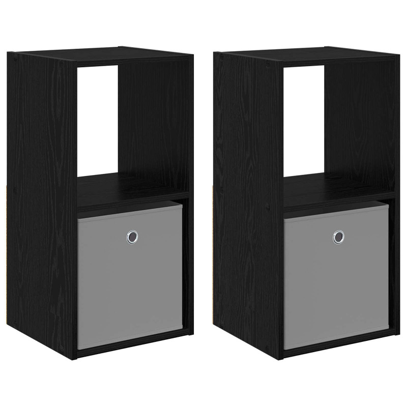 Stolik nocny z szufladą 2 pcs Czarny Dąb 35 x 32 x 68,5 cm