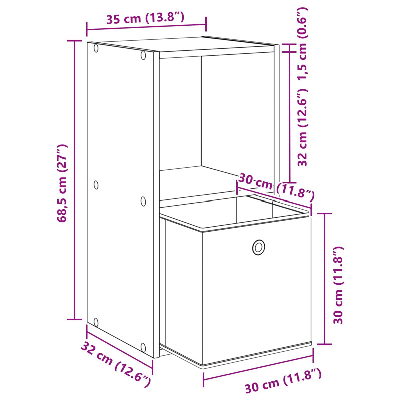 Stolik nocny z szufladą 2 pcs Dąb Sonoma 35 x 32 x 68,5 cm