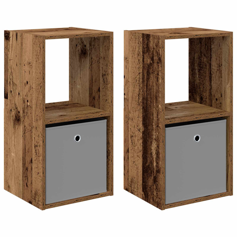 Stolik nocny z szufladą 2 pcs Stare drewno 35 x 32 x 68,5 cm
