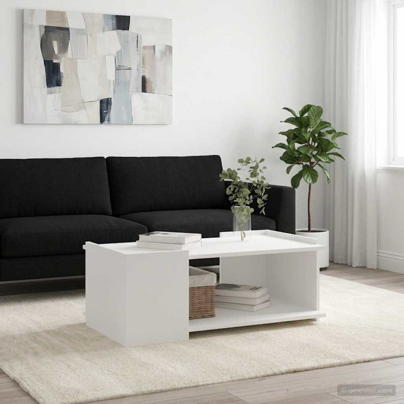 Stolik kawowy Biały 90 x 50 x 33 cm Drewno inżynieryjne
