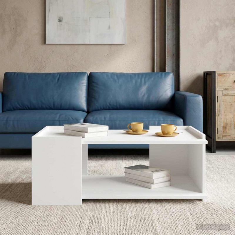 Stolik kawowy Biały 90 x 50 x 33 cm Drewno inżynieryjne