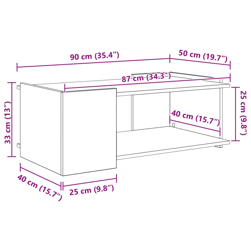 Stolik kawowy Stare drewno 90 x 50 x 33 cm Drewno inżynieryjne
