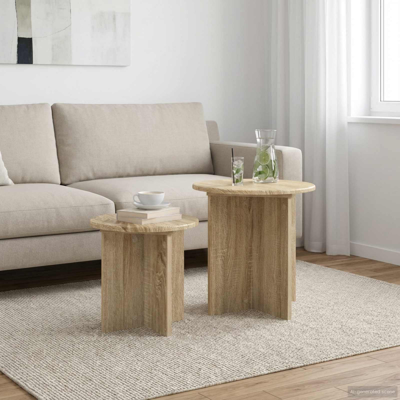 Zestaw stolików bocznych 2 pcs dąb Sonoma Drewno inżynieryjne