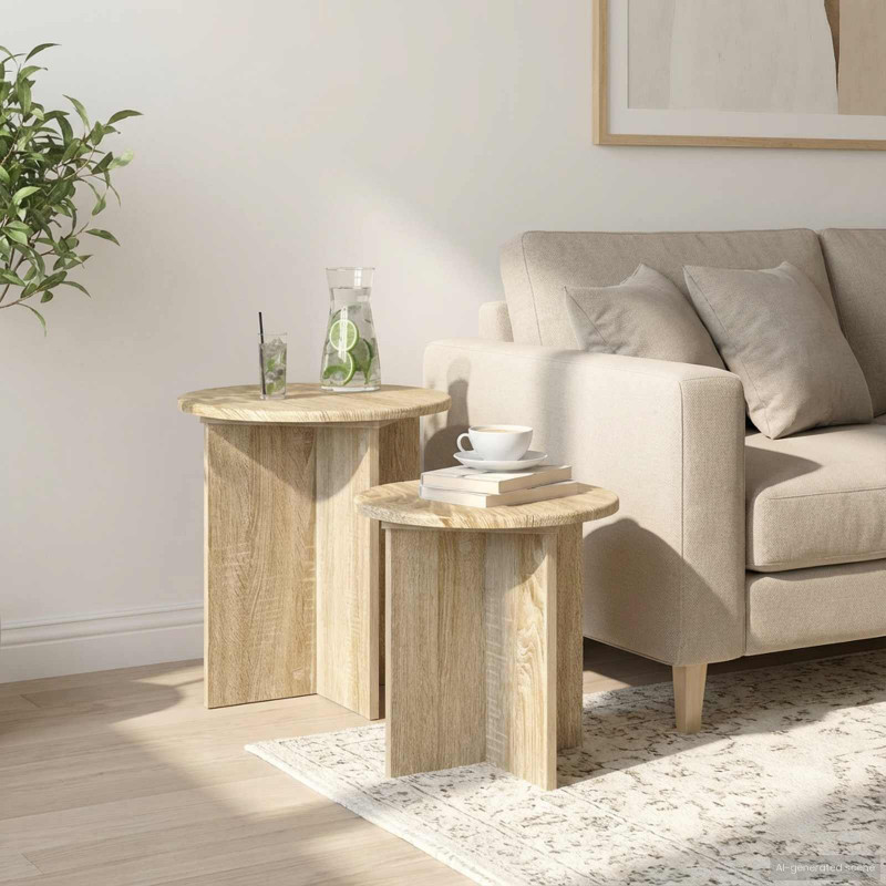 Zestaw stolików bocznych 2 pcs dąb Sonoma Drewno inżynieryjne