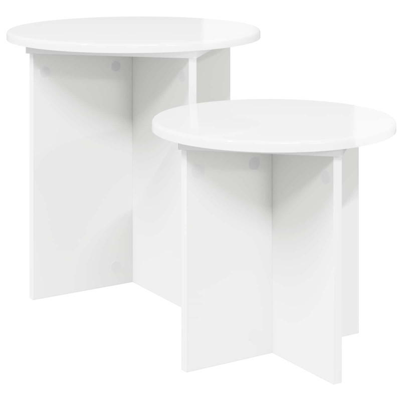 Zestaw stolików bocznych 2 pcs Biały wysoki połysk