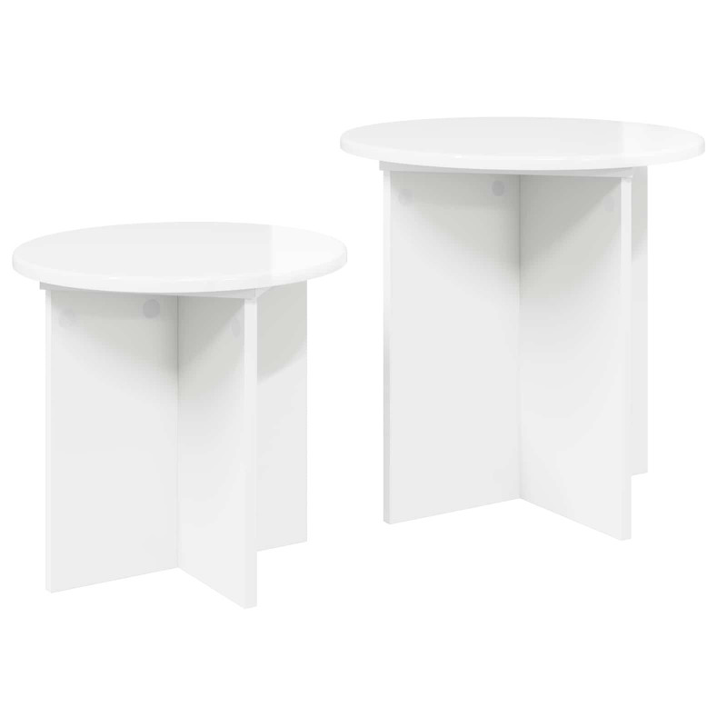 Zestaw stolików bocznych 2 pcs Biały wysoki połysk