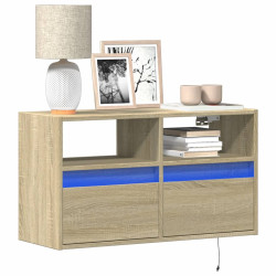 Ścienna szafka TV z LED, dąb sonoma, 80x31x45 cm