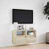 Ścienna szafka TV z LED, dąb sonoma, 80x31x45 cm