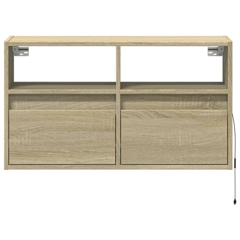 Ścienna szafka TV z LED, dąb sonoma, 80x31x45 cm